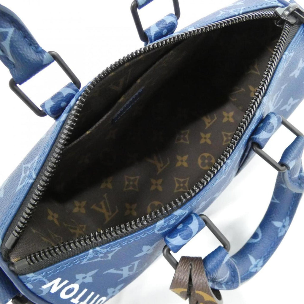 Louis Vuitton Blue Coated Canvas Boston Bag (Pre-Owned)