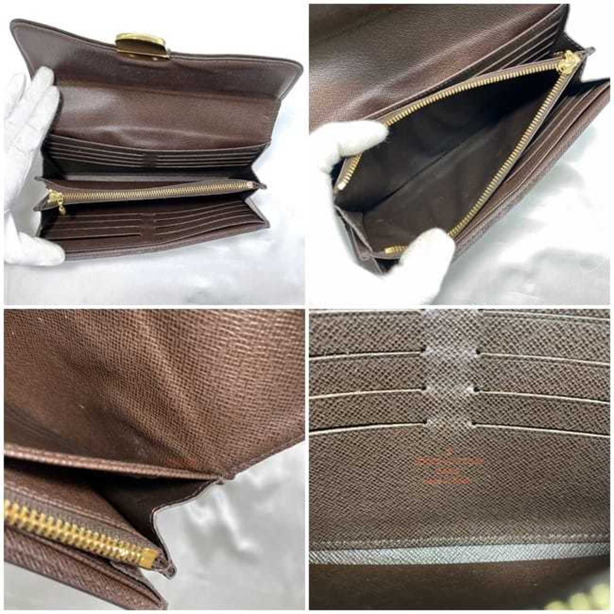 Louis Vuitton Damier Brown Damier Canvas Ebene Damier Canvas Long Wallet (Bi-Fold) (Pre-Owned)
