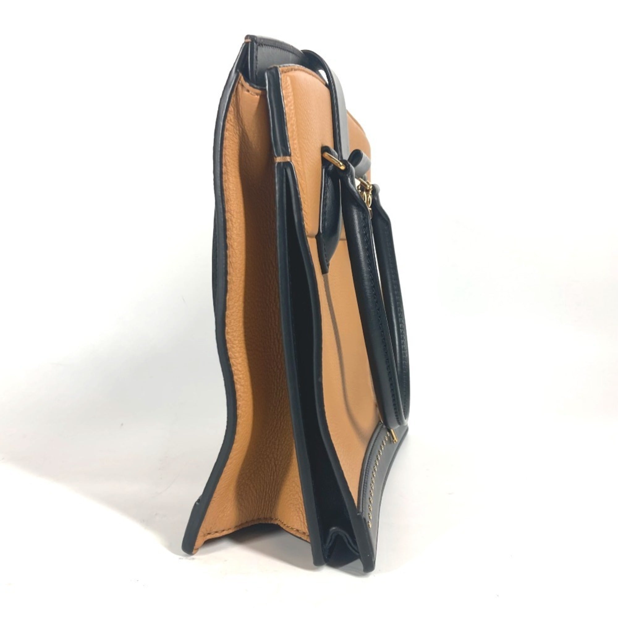 Louis Vuitton Beige Black Leather Handbag Tote Bag (Pre-Owned)