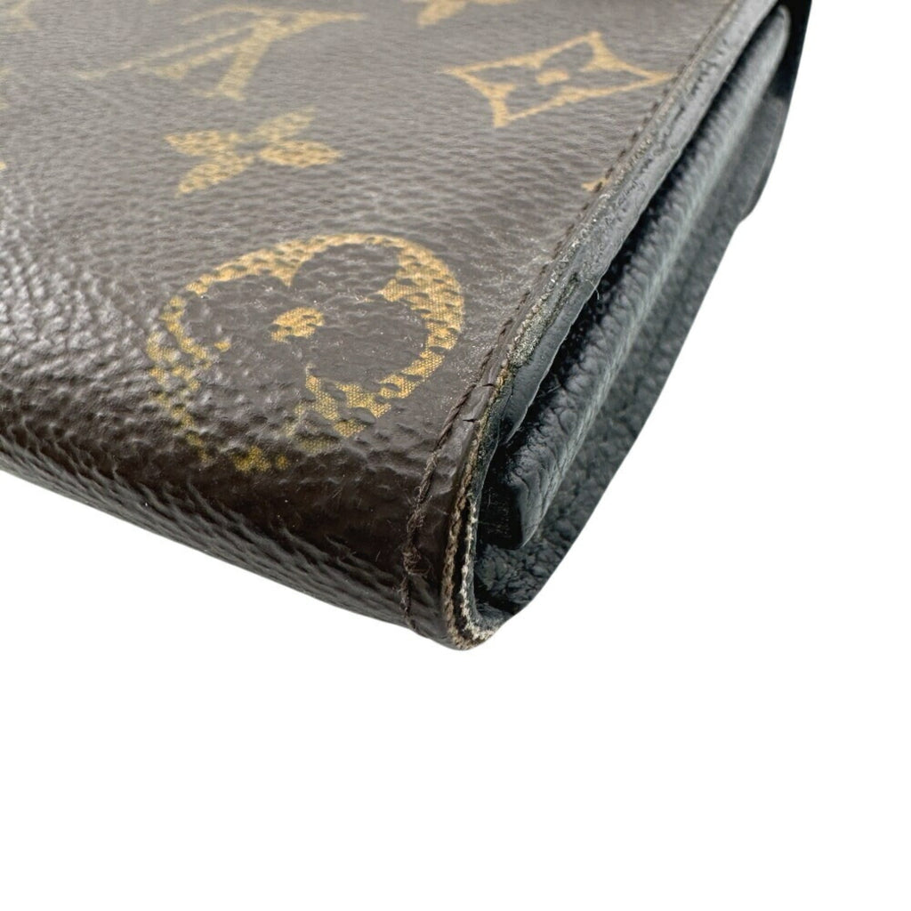Louis Vuitton Black Brown Monogram Monogram Leather Long Wallet (Bi-Fold) (Pre-Owned)