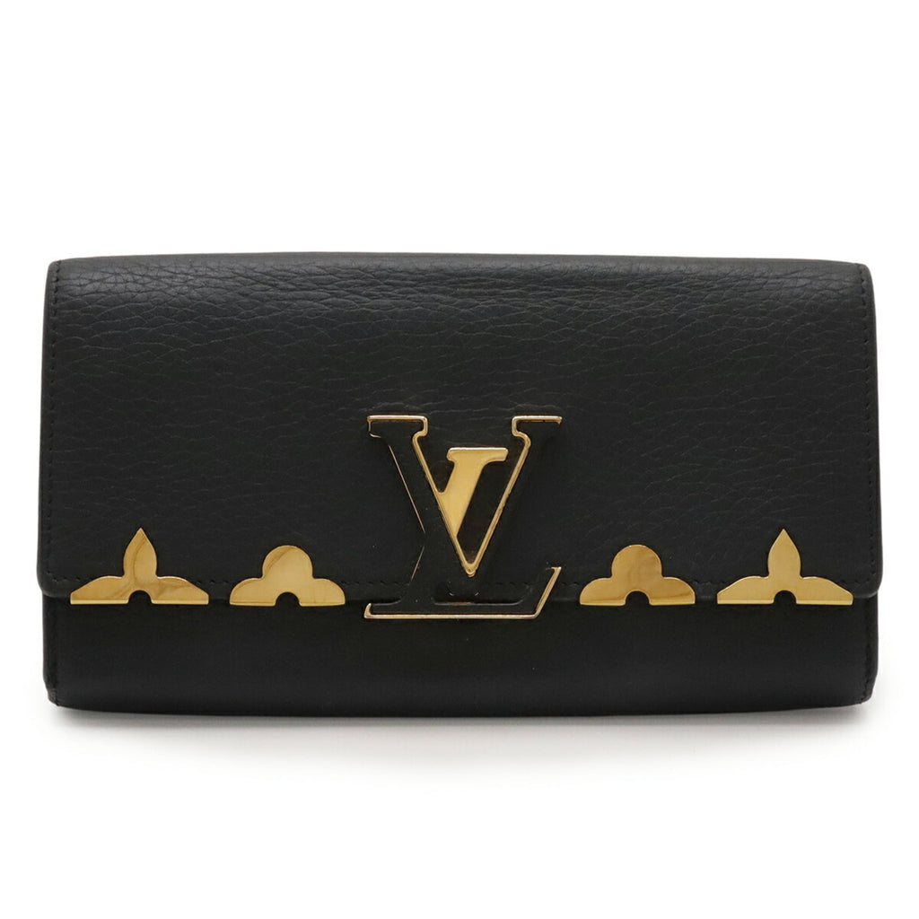 Louis Vuitton Black Noir Leather Long Wallet (Bi-Fold) (Pre-Owned)