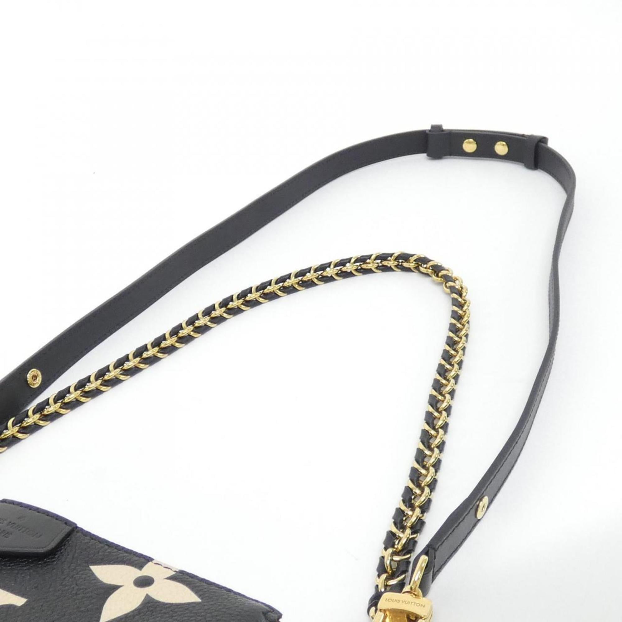 Louis Vuitton Beige Black Leather Pochette Pouch Shoulder Bag (Pre-Owned)