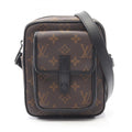 Louis Vuitton Black Brown Coated Canvas Leather Shoulder Bag (Pre-Owned)