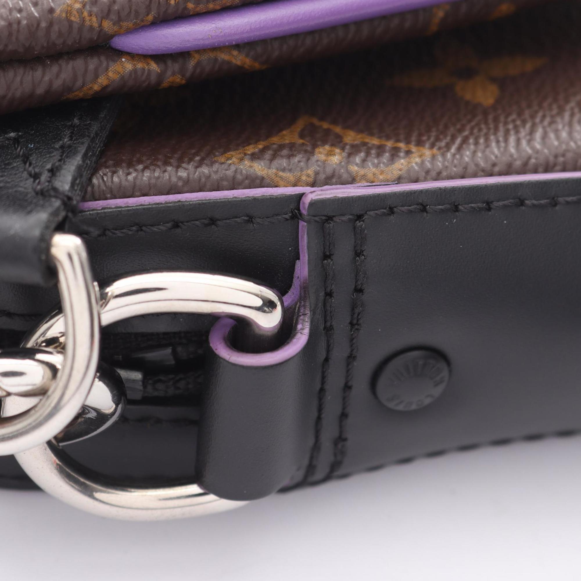 Louis Vuitton Black Brown Monogram Macassar Purple Coated Canvas Shoulder Bag (Pre-Owned)