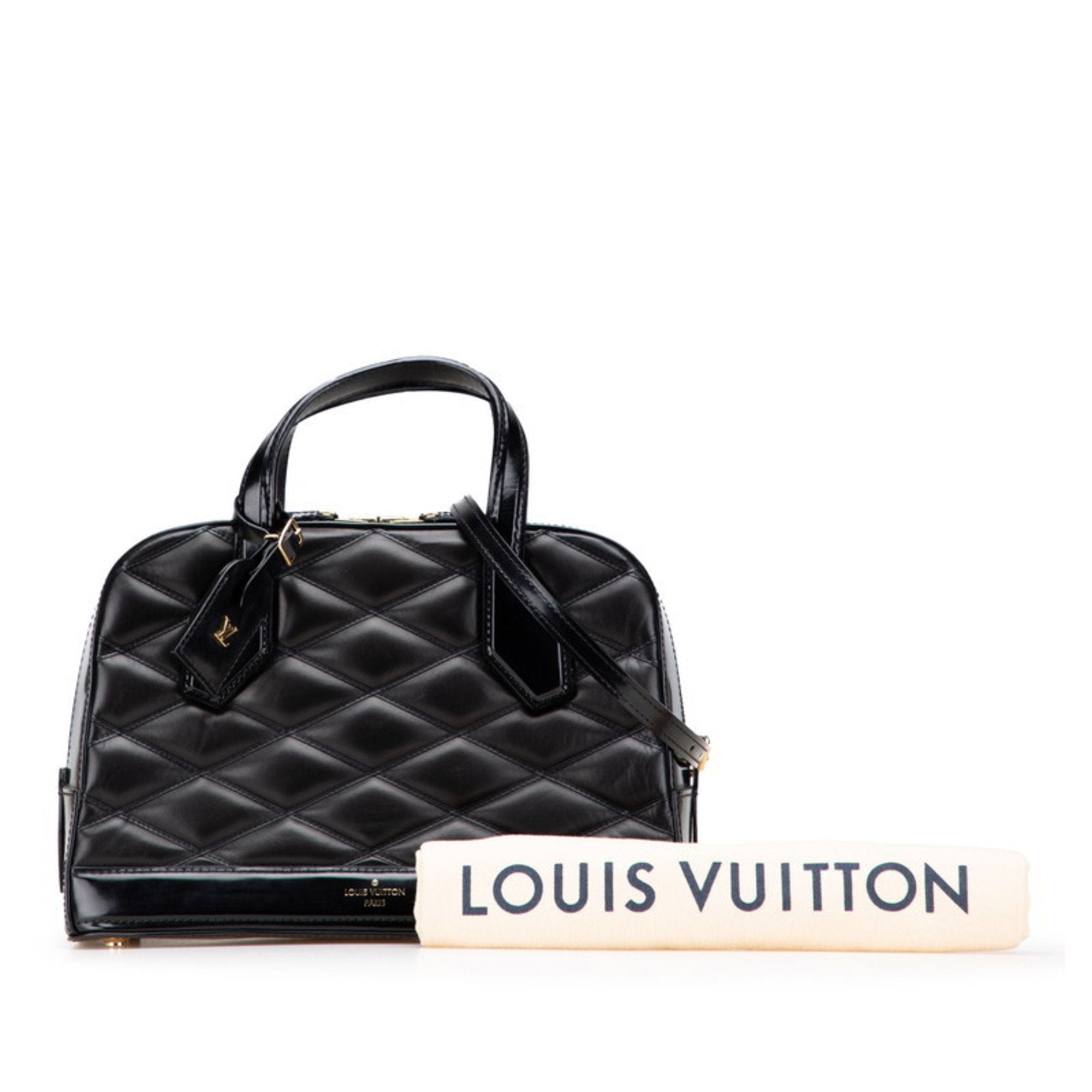 Louis Vuitton Black Leather Handbag Shoulder Bag (Pre-Owned)