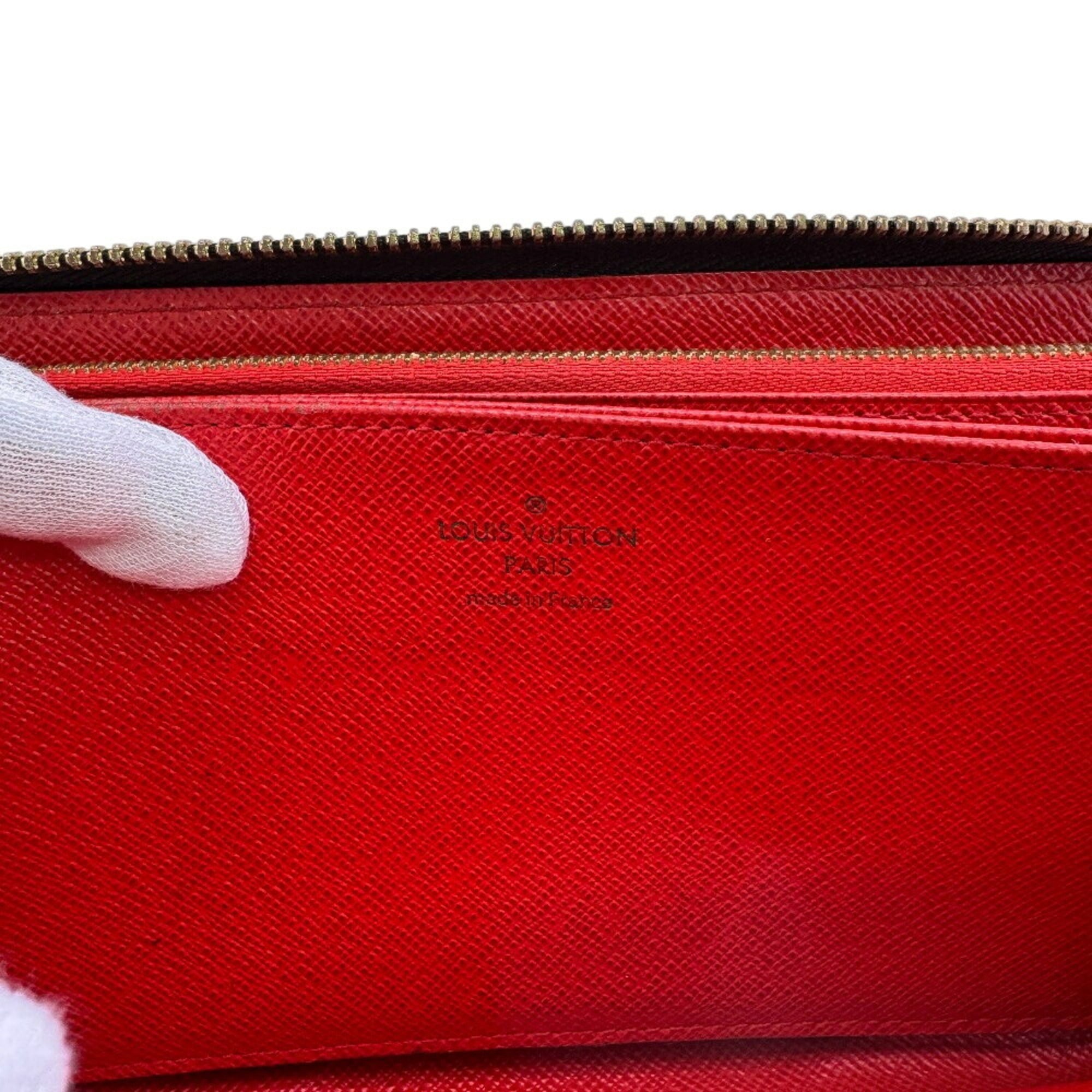 Louis Vuitton Brown Red Color Leather Long Wallet (Bi-Fold) (Pre-Owned)