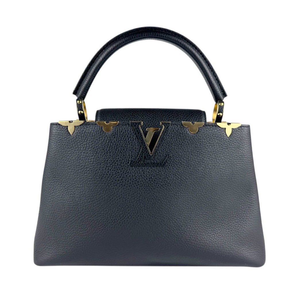 Louis Vuitton Noir Leather Handbag Shoulder Bag (Pre-Owned)