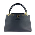 Louis Vuitton Noir Leather Handbag Shoulder Bag (Pre-Owned)