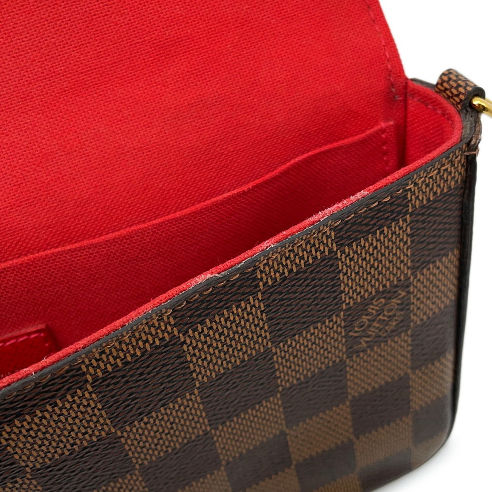 Louis Vuitton Damier Damier Canvas Ebene Red Color Pochette (Pre-Owned)