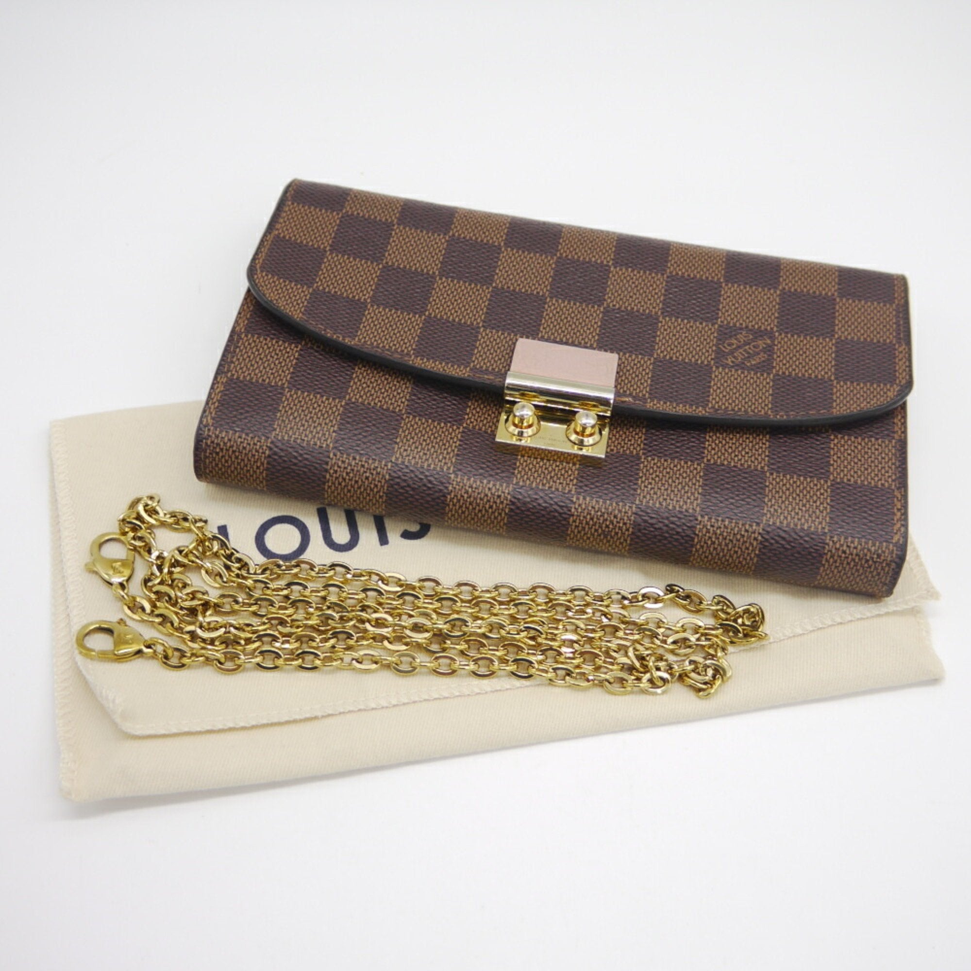 Louis Vuitton Magnolia Damier Canvas Leather Chain/Shoulder Wallet (Pre-Owned)
