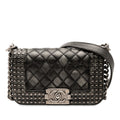 Paris-Dallas Boy Flap Bag Studded Quilted Distressed Calfskin Small