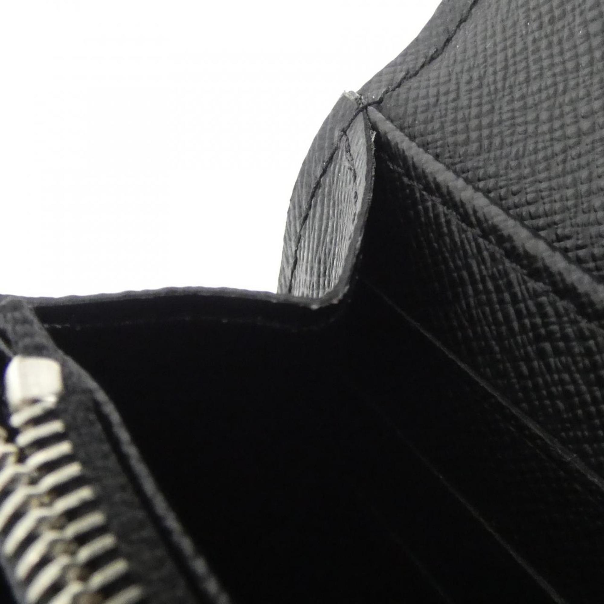 Louis Vuitton Black Leather Long Wallet (Bi-Fold) (Pre-Owned)