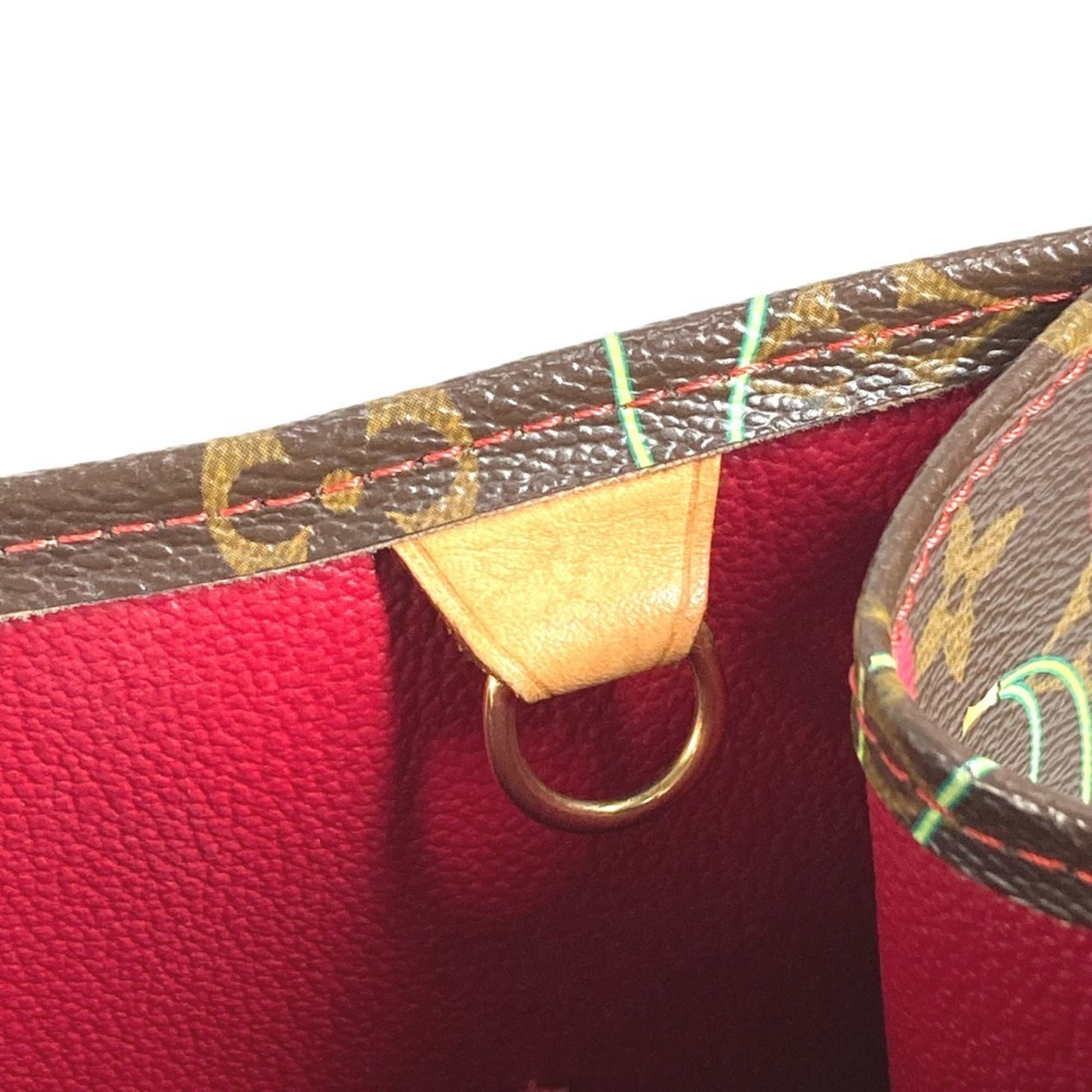 Louis Vuitton Brown Monogram Cherry Red Color Monogram Leather Shoulder Bag Tote Bag (Pre-Owned)