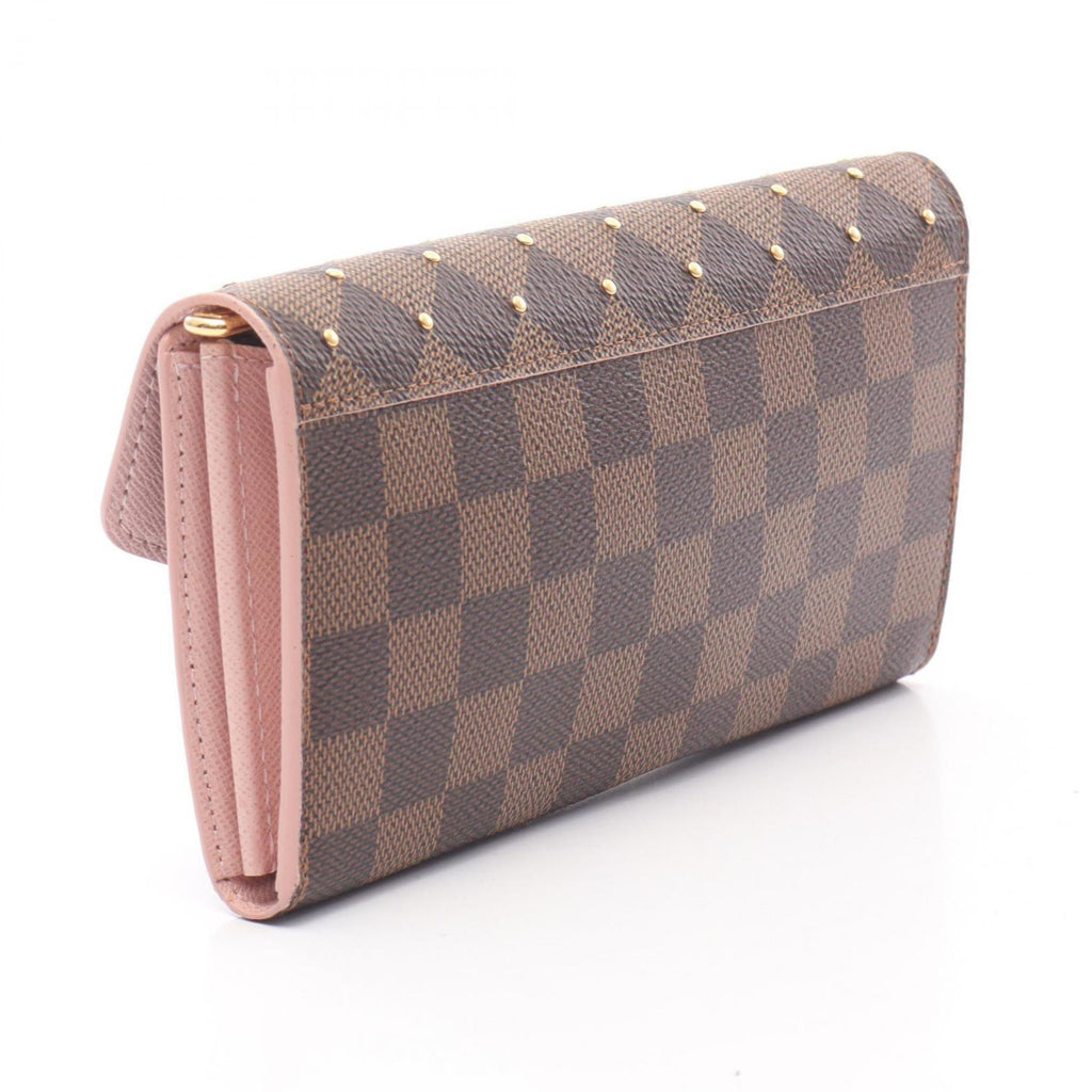 Louis Vuitton Brown Damier Canvas Pink Coated Canvas Long Wallet (Bi-Fold) (Pre-Owned)