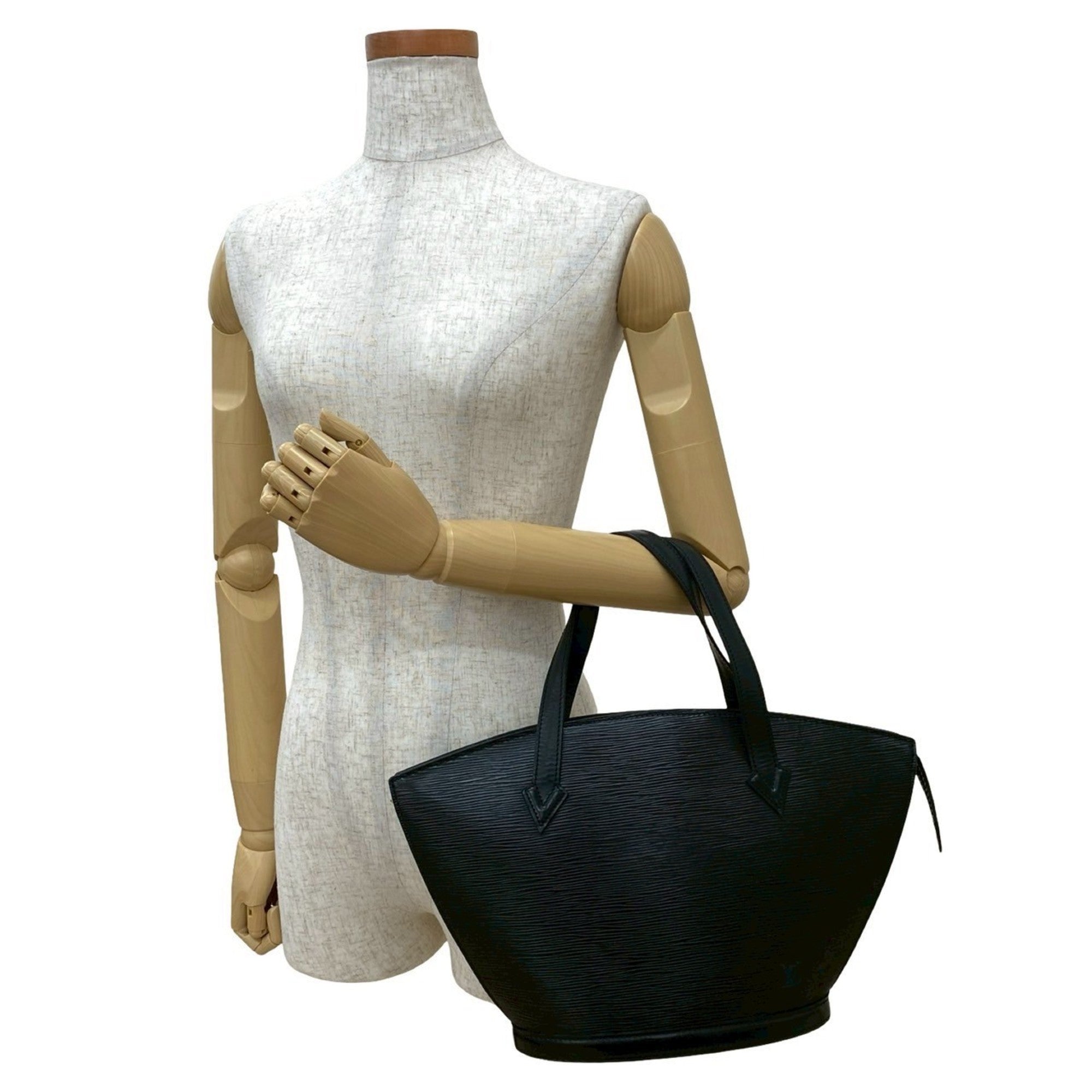 Louis Vuitton Black Leather Handbag Tote Bag (Pre-Owned)