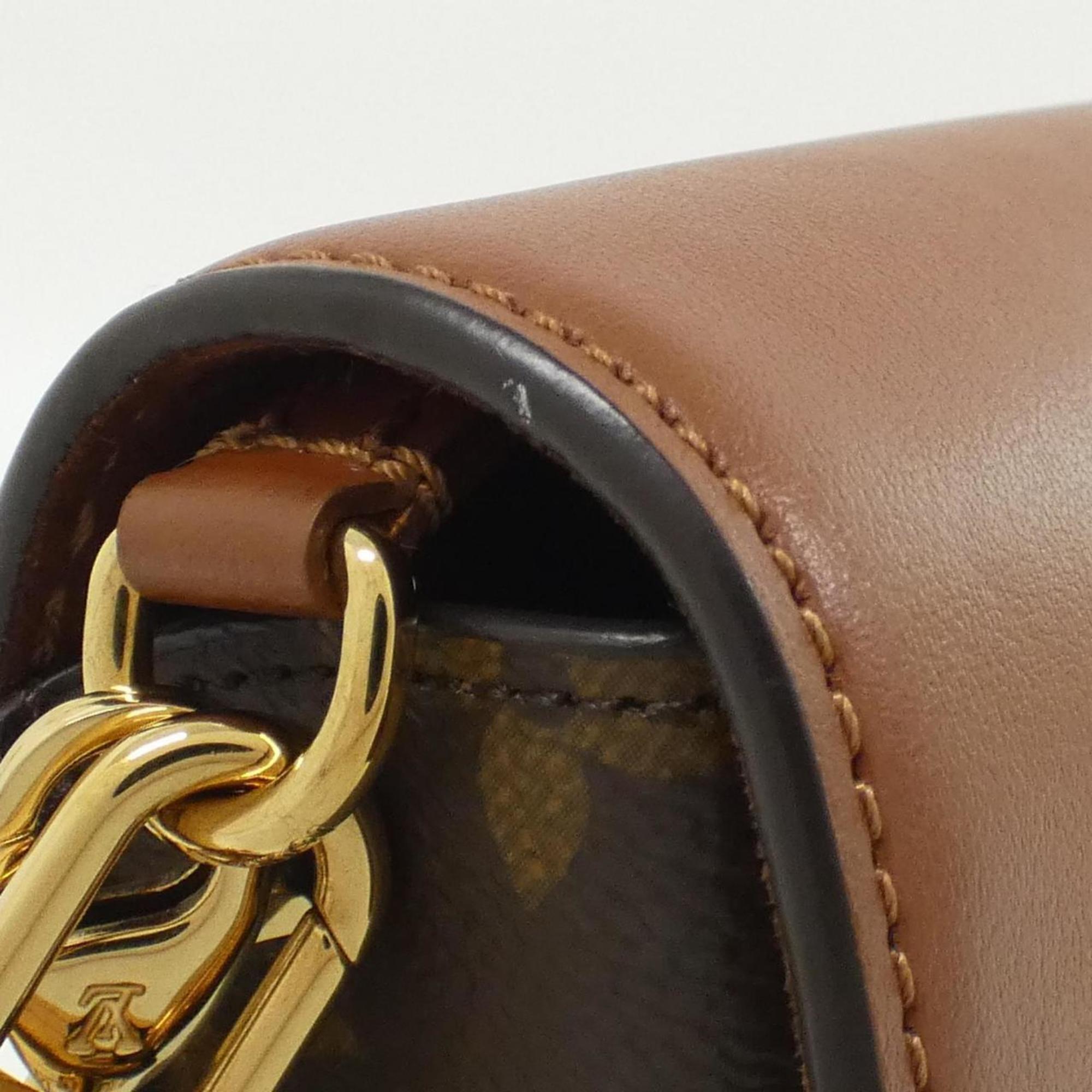 Louis Vuitton Caramel Marron Coated Canvas Leather Shoulder Bag (Pre-Owned)