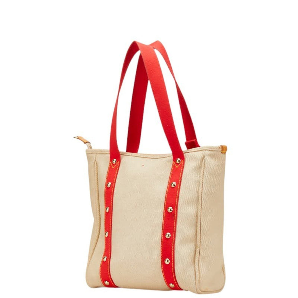 Louis Vuitton Antigua Beige Red Color Canvas Shoulder Bag Tote Bag (Pre-Owned)