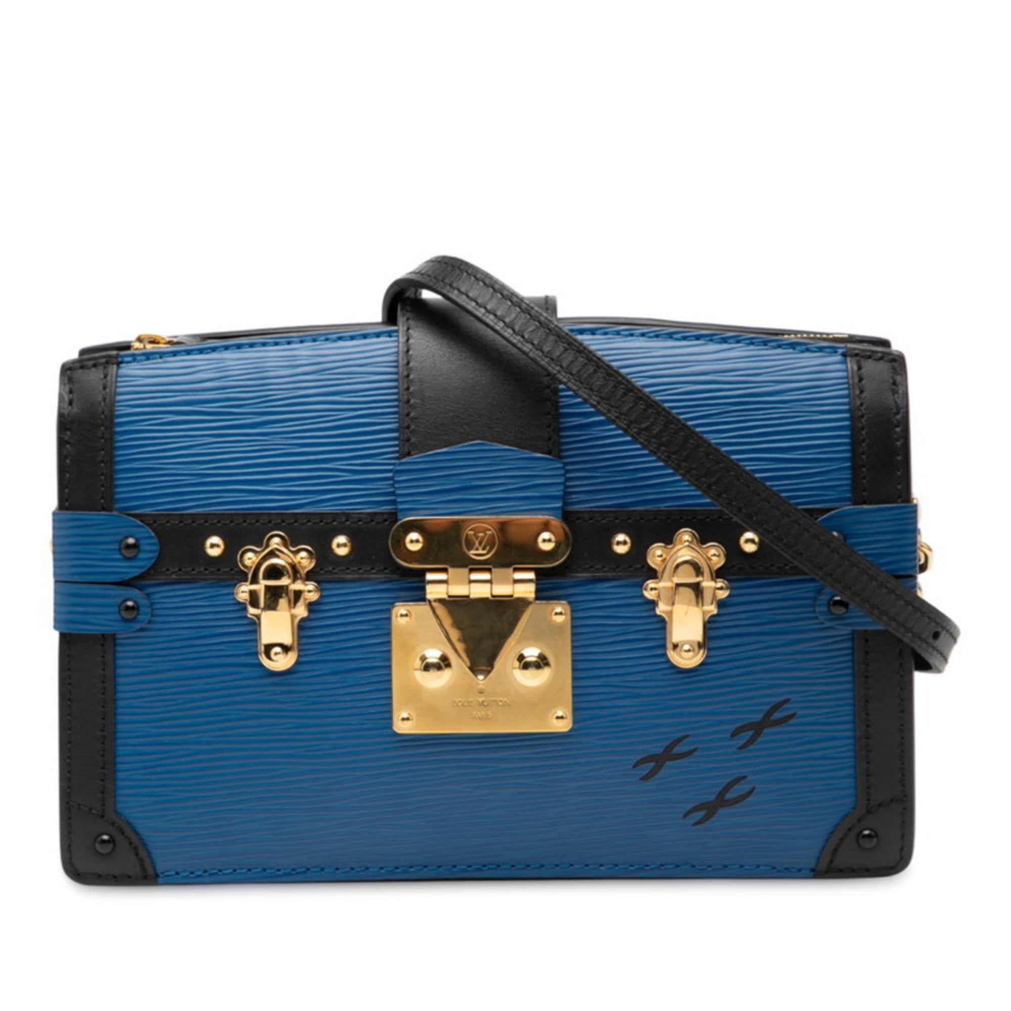Louis Vuitton Black Blue Leather Shoulder Bag (Pre-Owned)