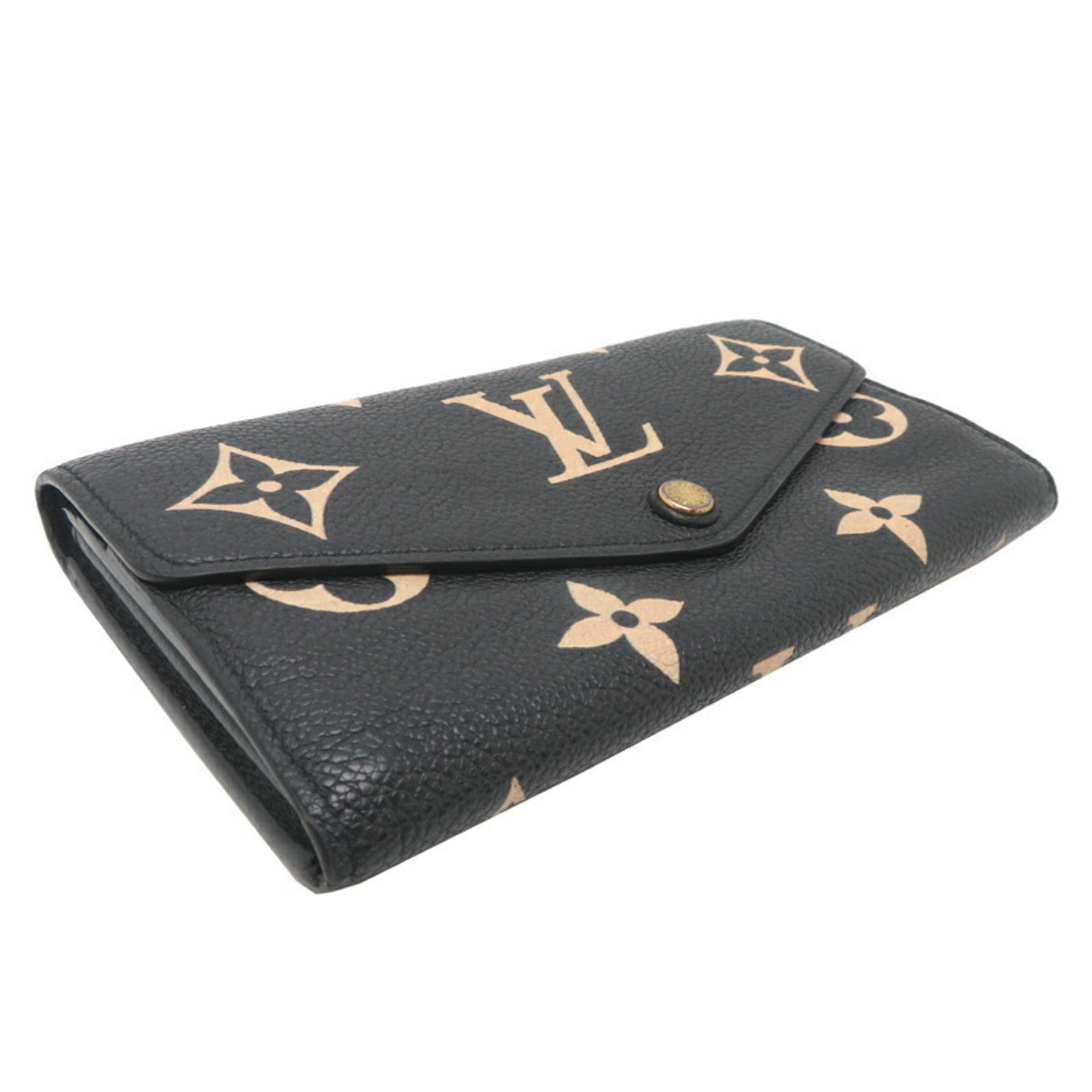 Louis Vuitton Beige Black Monogram Empreinte Long Wallet (Tri-Fold) (Pre-Owned)