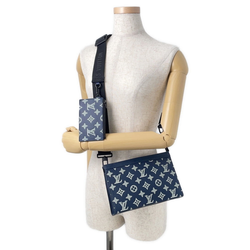 Louis Vuitton Navy White Monogram Shadow Shoulder Bag (Pre-Owned)