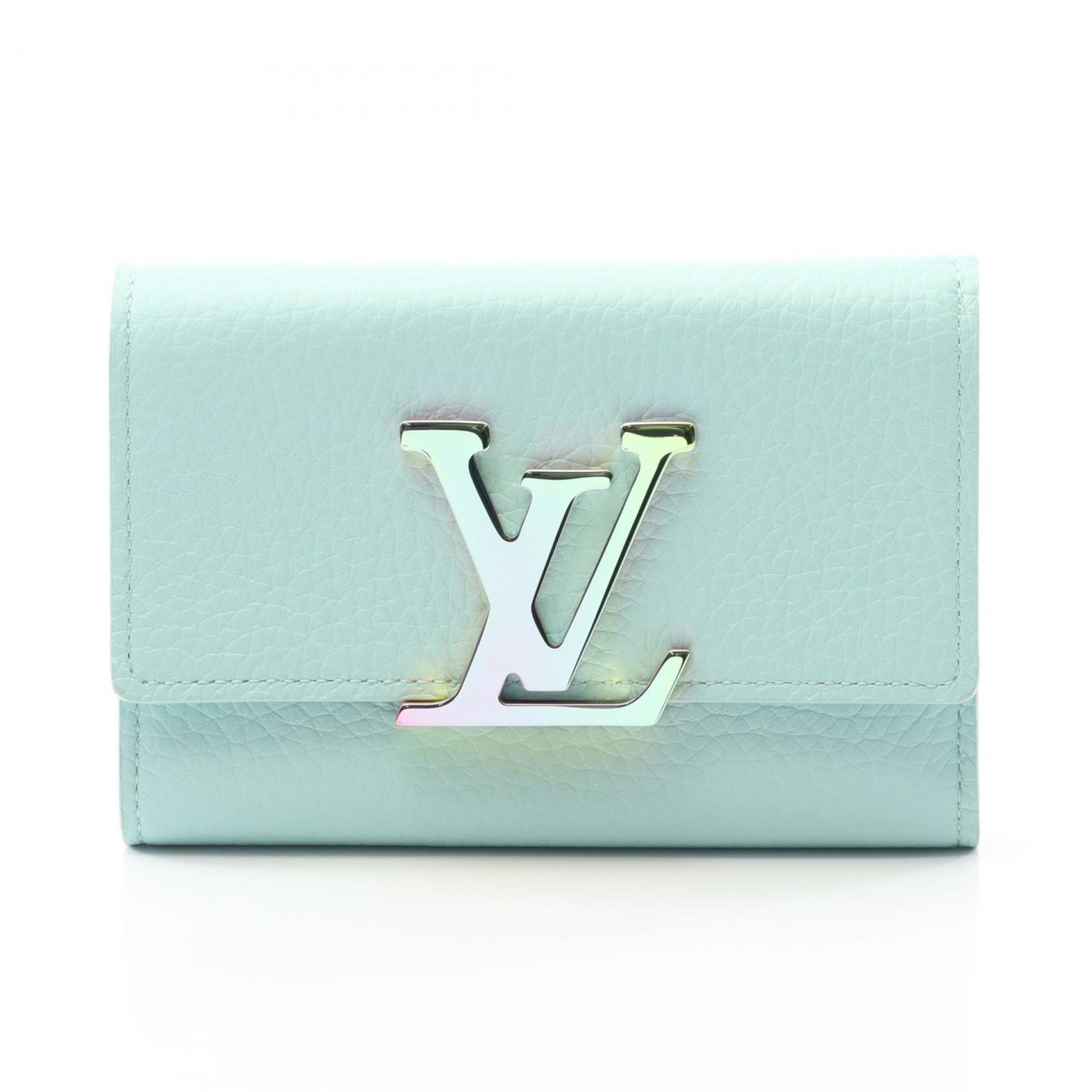 Louis Vuitton Blue Green Leather Wallet (Tri-Fold) (Pre-Owned)