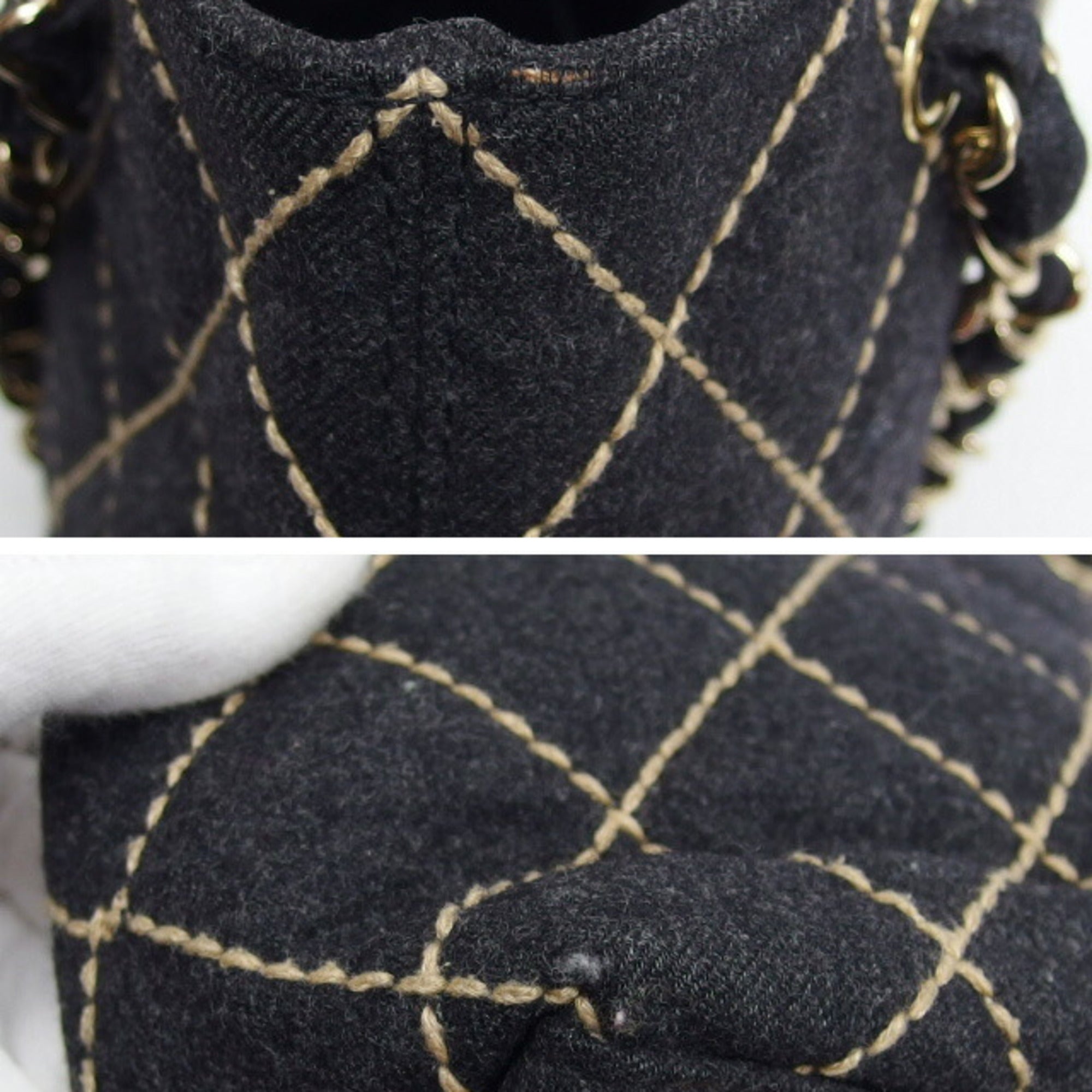 Surpique Chain Tote Quilted Wool Small