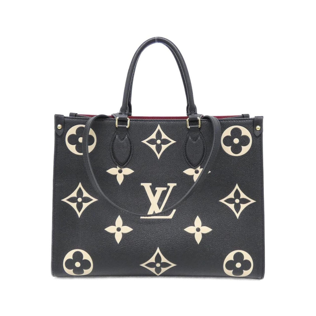 Louis Vuitton Beige Black Leather Handbag (Pre-Owned)