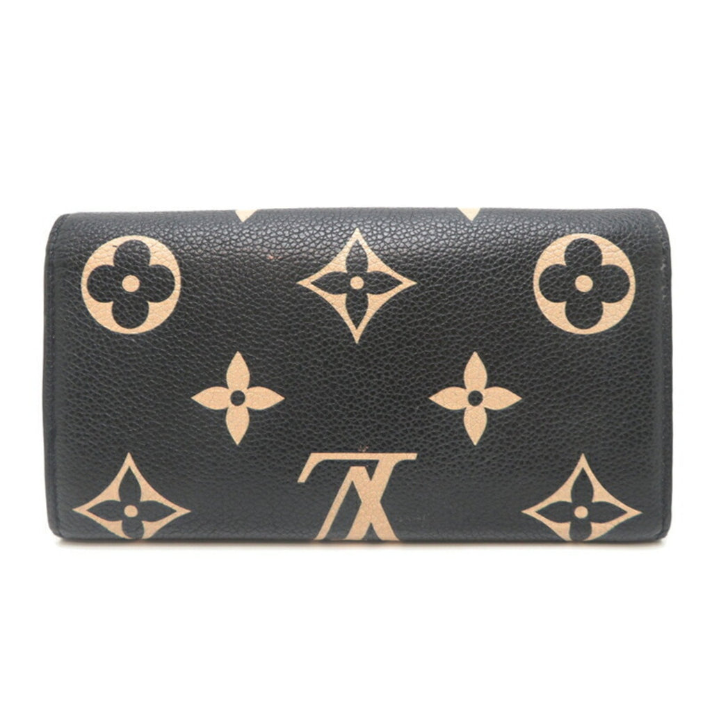 Louis Vuitton Beige Black Monogram Empreinte Long Wallet (Tri-Fold) (Pre-Owned)