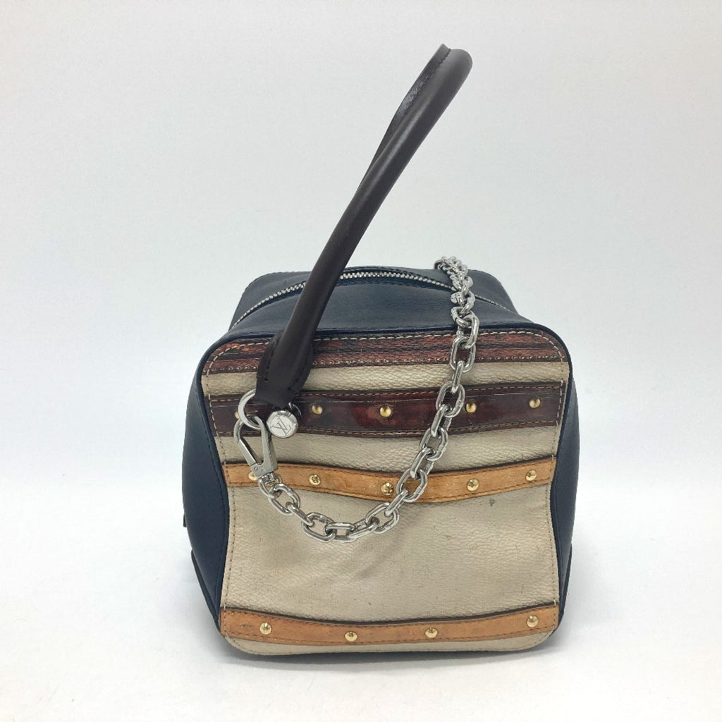 Louis Vuitton Beige Black Leather Handbag (Pre-Owned)