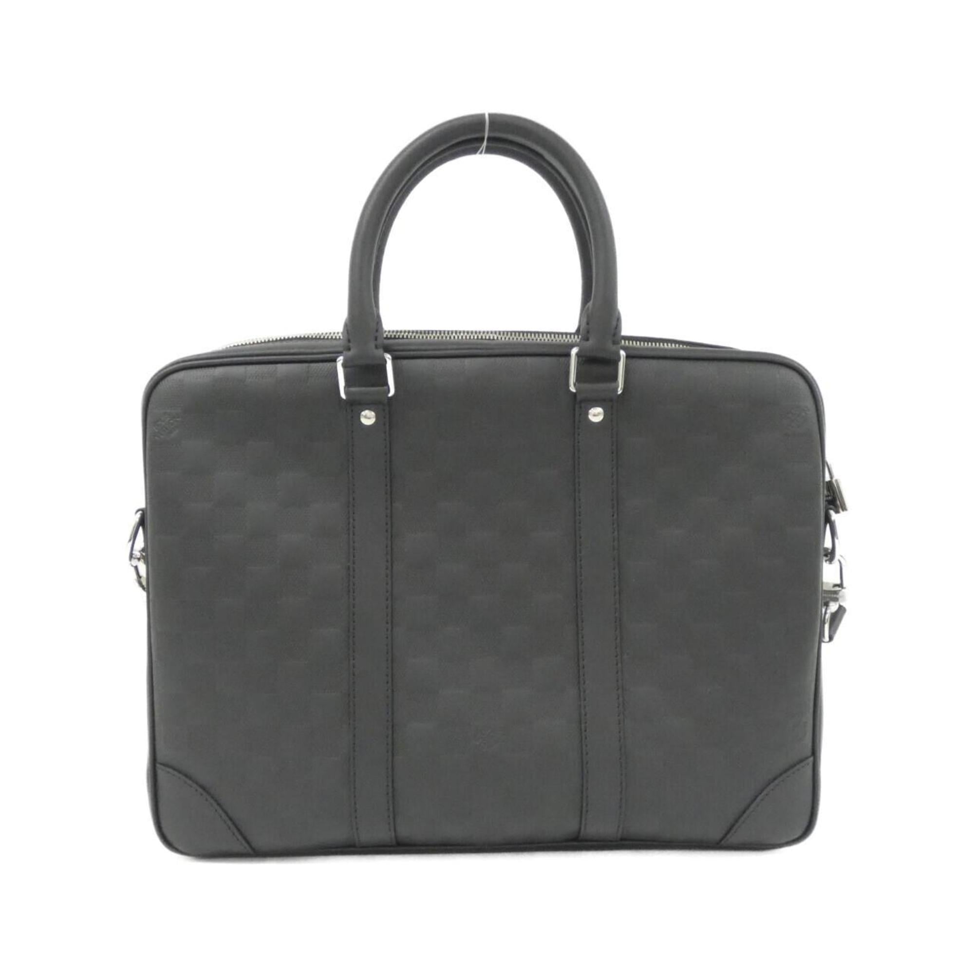Louis Vuitton Black Leather Briefcase Handbag (Pre-Owned)