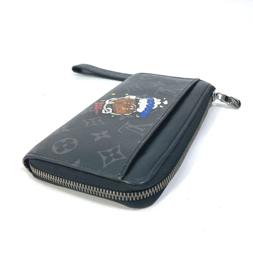 Louis Vuitton Monogram Eclipse Black Blue Monogram Eclipse Long Wallet (Bi-Fold) (Pre-Owned)