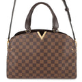Louis Vuitton Beige Brown Damier Canvas Exotic Leather Handbag (Pre-Owned)