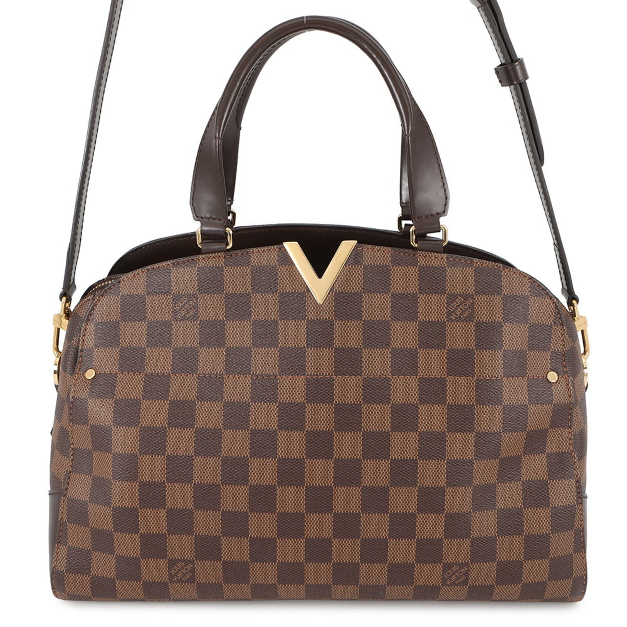 Louis Vuitton Beige Brown Damier Canvas Exotic Leather Handbag (Pre-Owned)