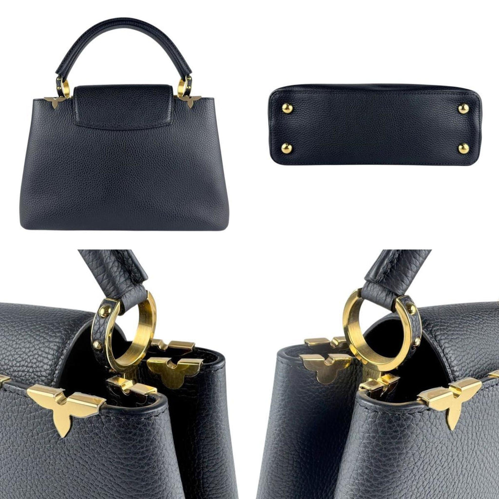 Louis Vuitton Noir Leather Handbag Shoulder Bag (Pre-Owned)
