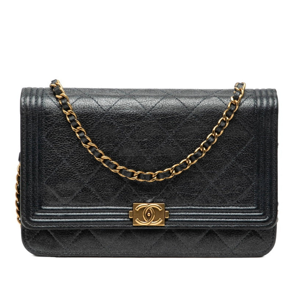 Boy Wallet on Chain Quilted Caviar