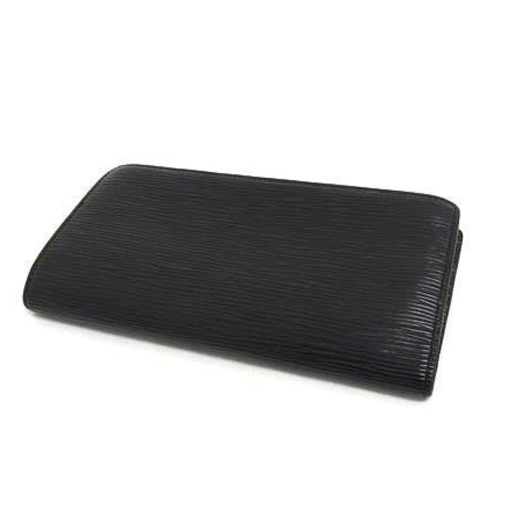 Louis Vuitton Black Leather Long Wallet (Bi-Fold) (Pre-Owned)