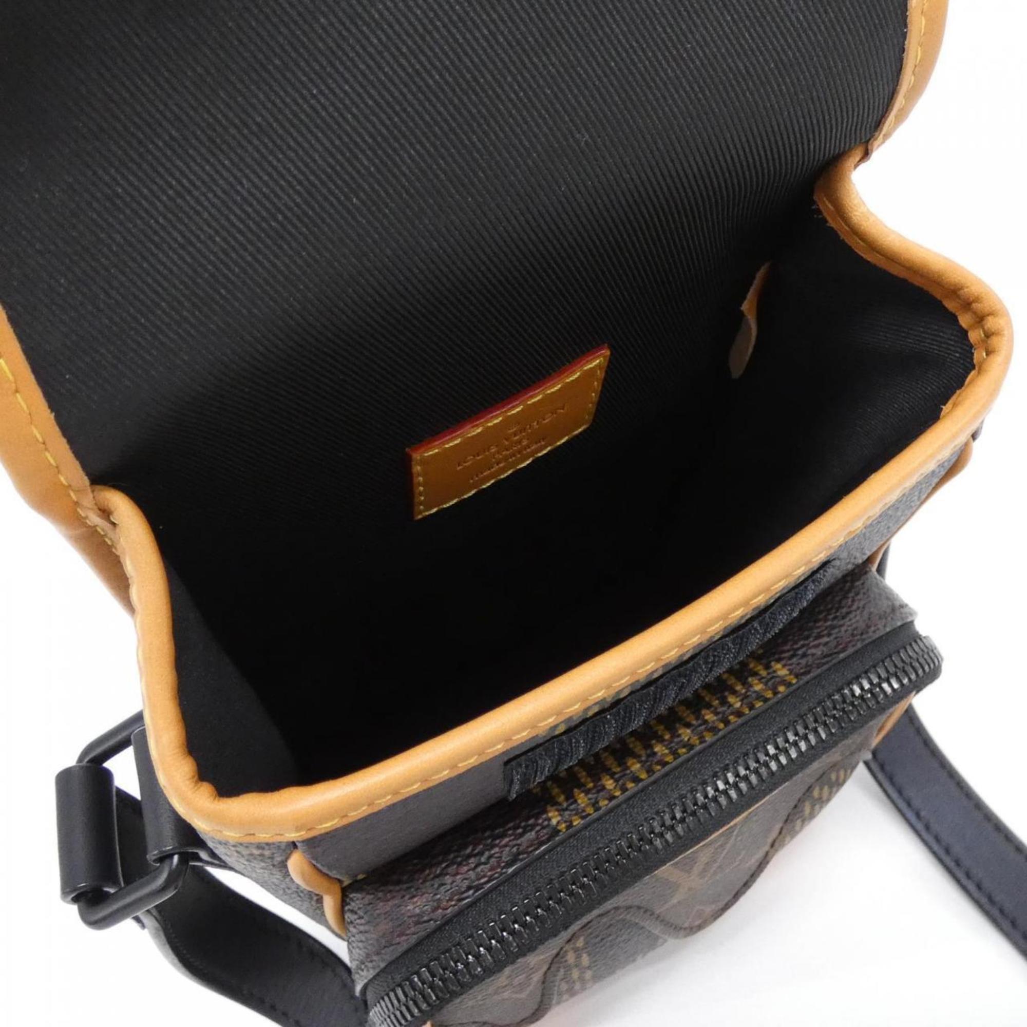 Louis Vuitton Brown Dark Brown Coated Canvas Shoulder Bag (Pre-Owned)