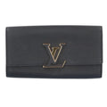 Louis Vuitton Black Noir Leather Long Wallet (Bi-Fold) (Pre-Owned)