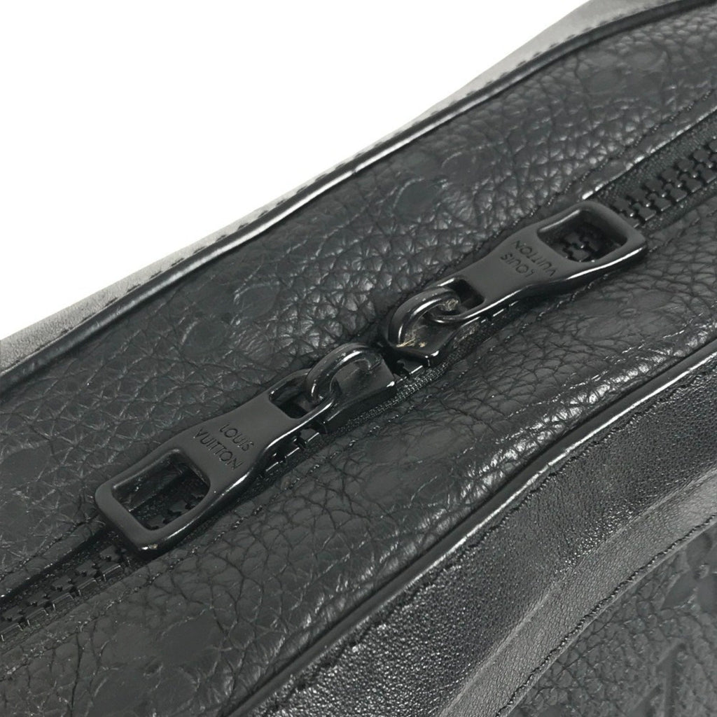 Louis Vuitton Black Noir Leather Clutch Bag Shoulder Bag (Pre-Owned)
