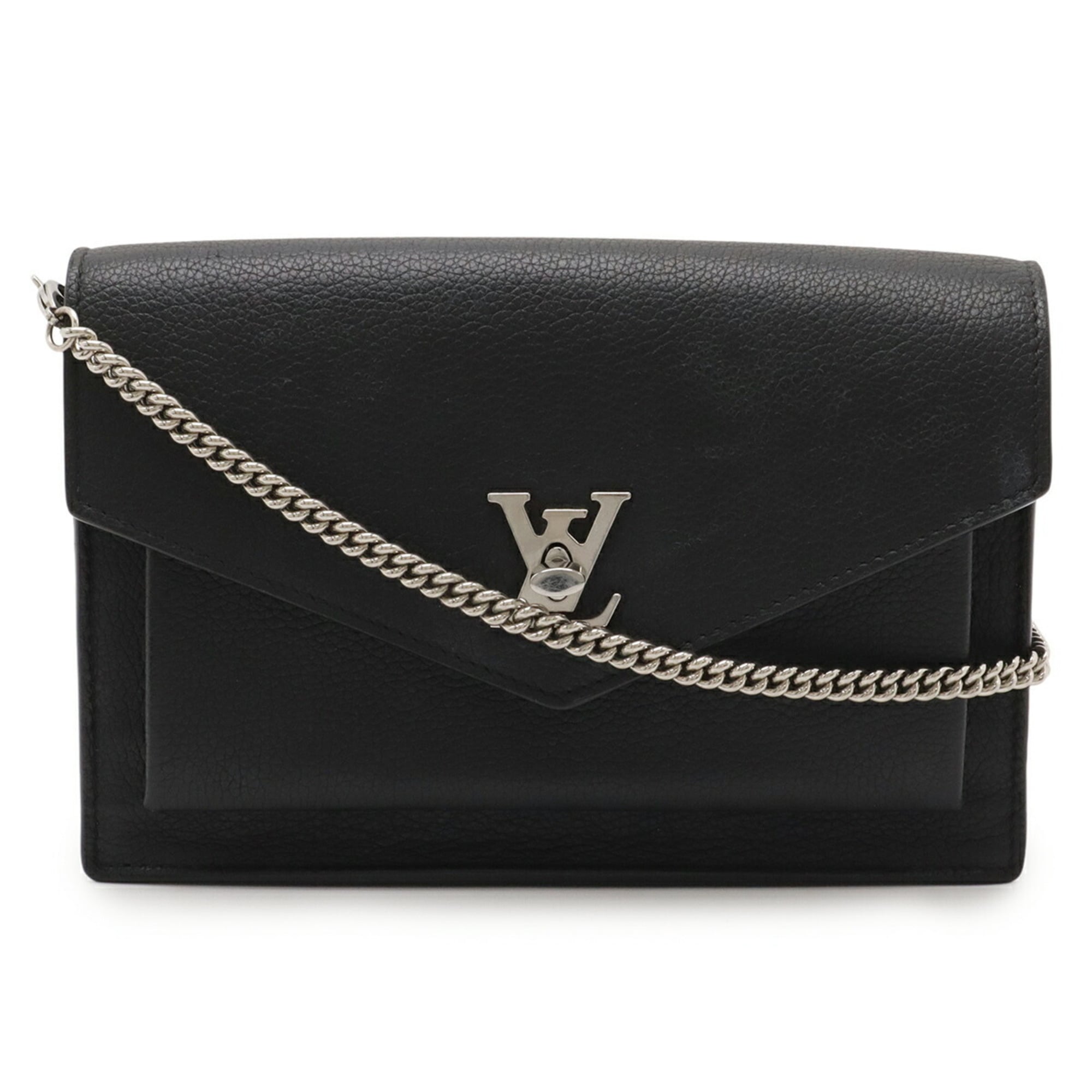 Louis Vuitton Noir Leather Clutch Bag Pochette Shoulder Bag (Pre-Owned)