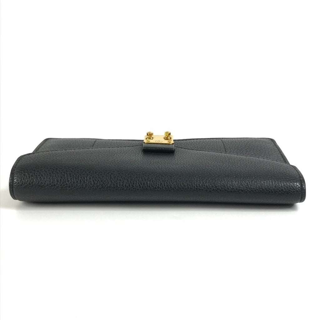 Louis Vuitton Black Leather Long Wallet (Tri-Fold) (Pre-Owned)