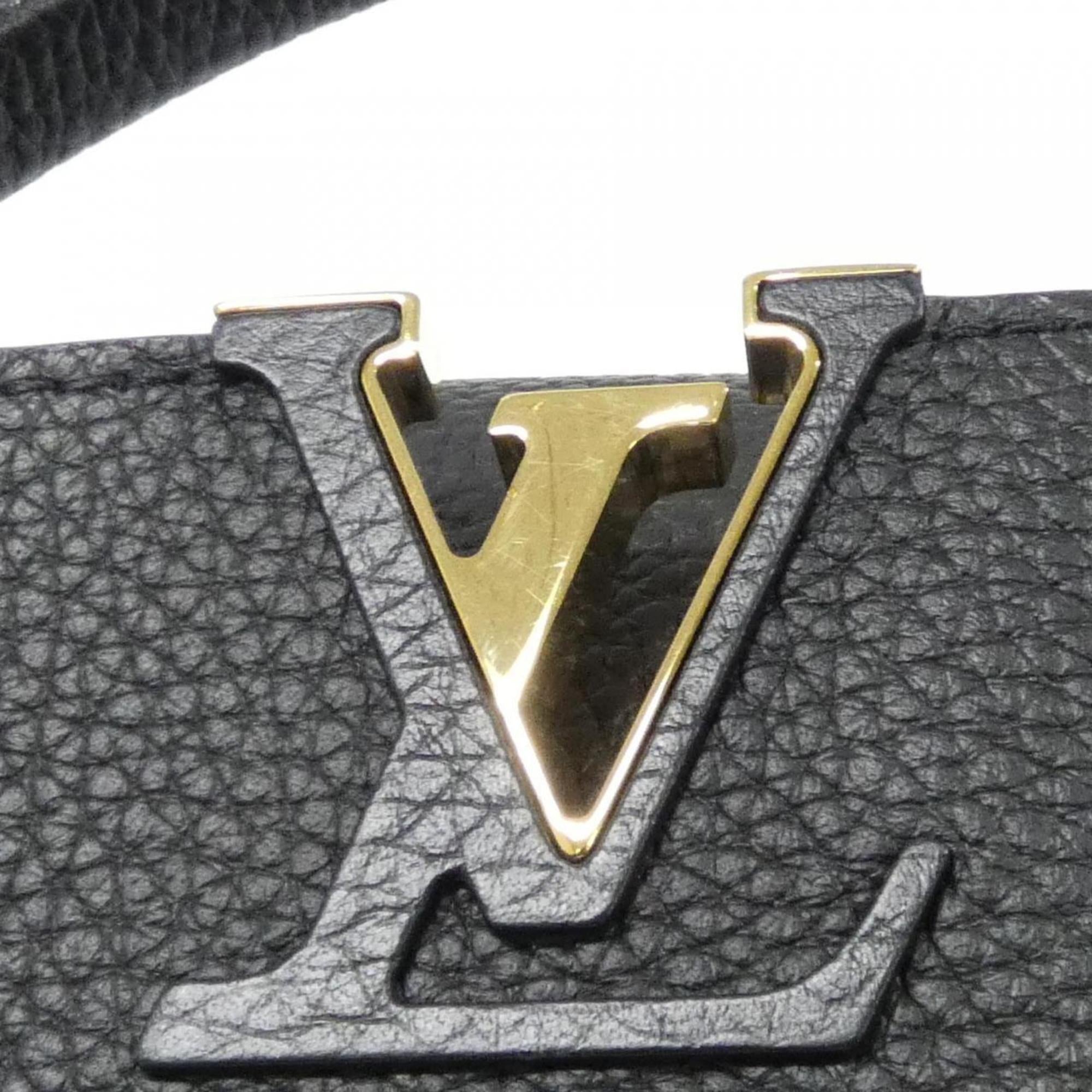 Louis Vuitton Black Leather Handbag Shoulder Bag (Pre-Owned)