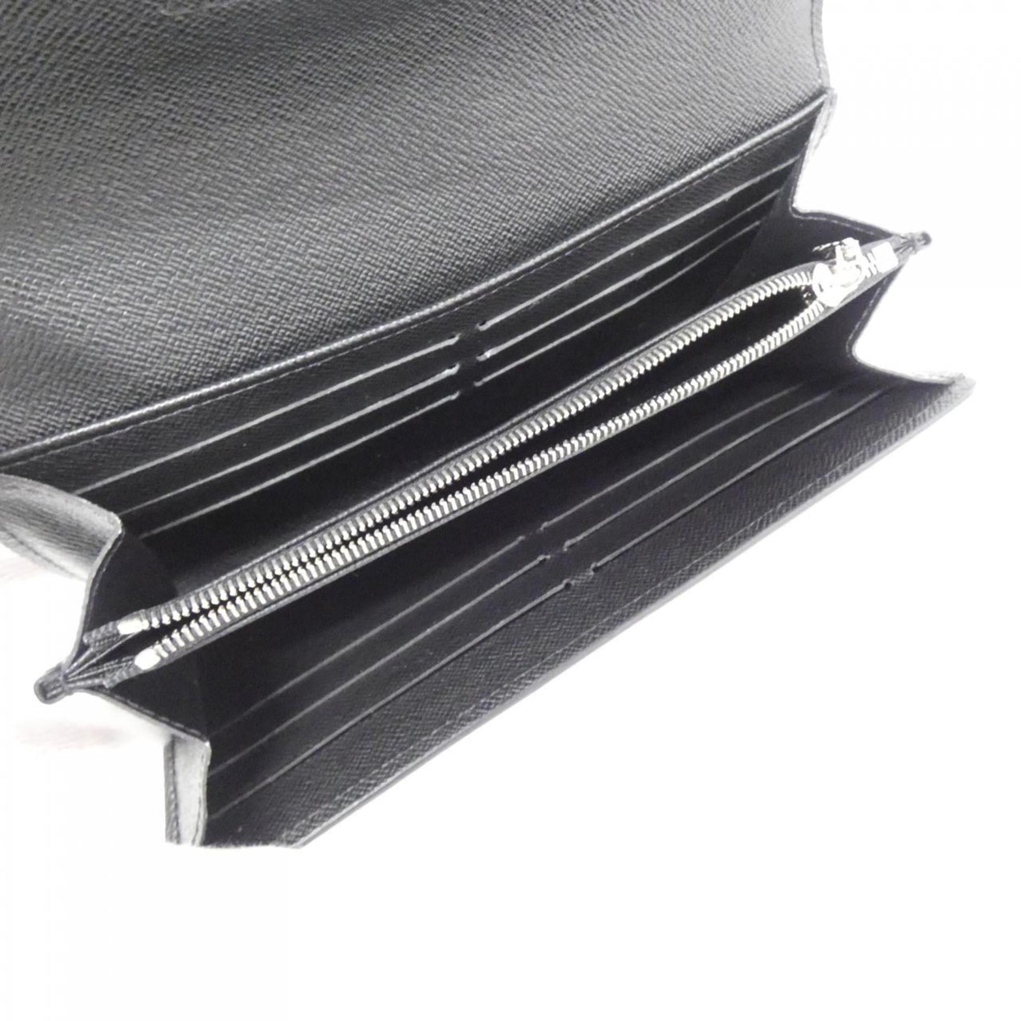 Louis Vuitton Black Leather Long Wallet (Bi-Fold) (Pre-Owned)