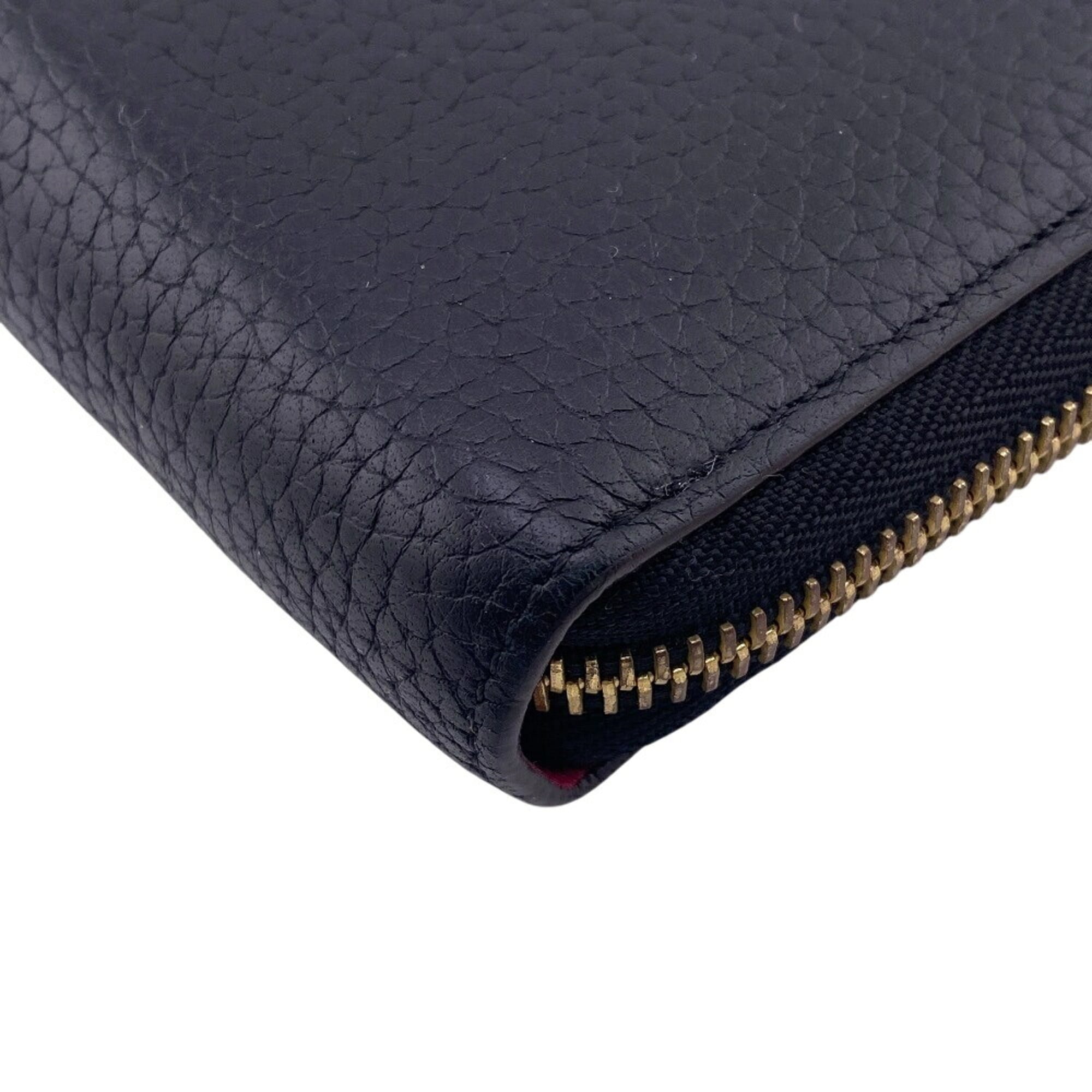 Louis Vuitton Black Leather Long Wallet (Bi-Fold) (Pre-Owned)