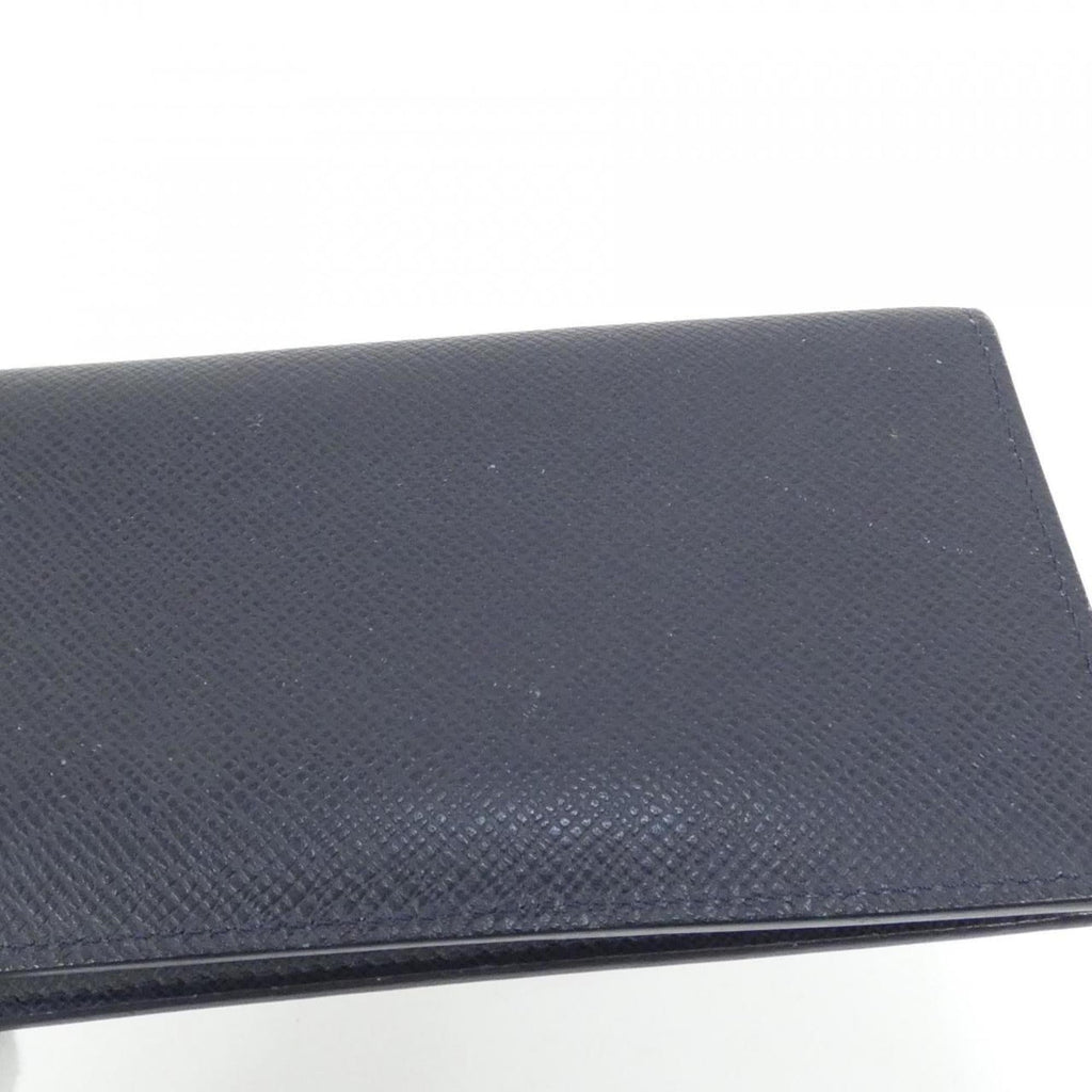 Louis Vuitton Navy Black Leather Long Wallet (Bi-Fold) (Pre-Owned)