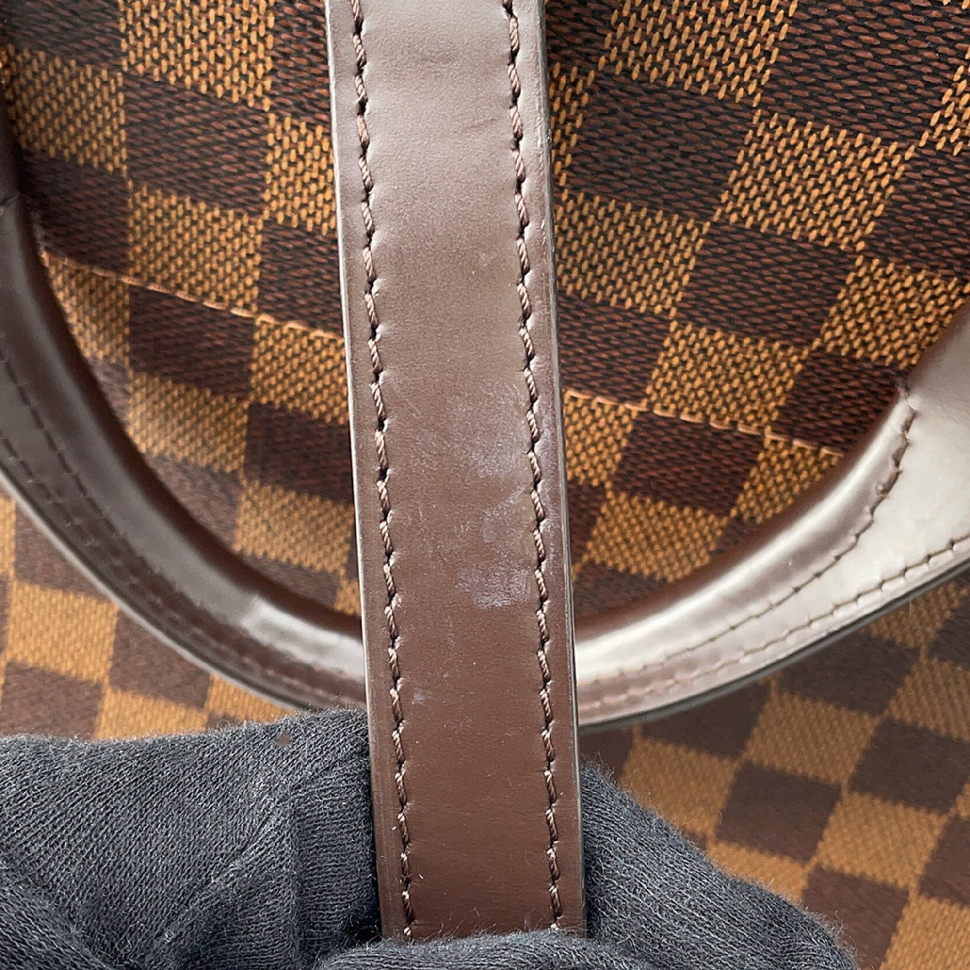 Louis Vuitton Beige Brown Damier Canvas Exotic Leather Handbag (Pre-Owned)