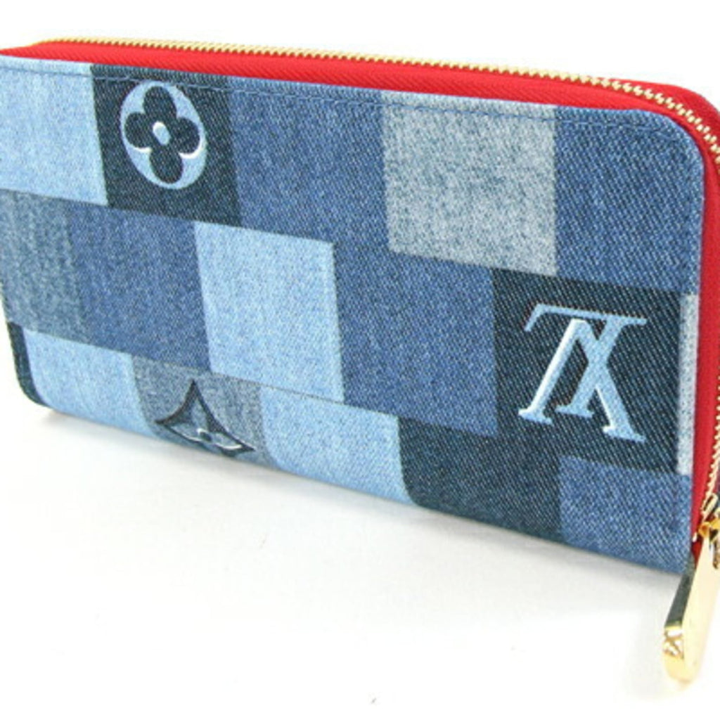 Louis Vuitton Blue Red Color Monogram Denim Long Wallet (Bi-Fold) (Pre-Owned)