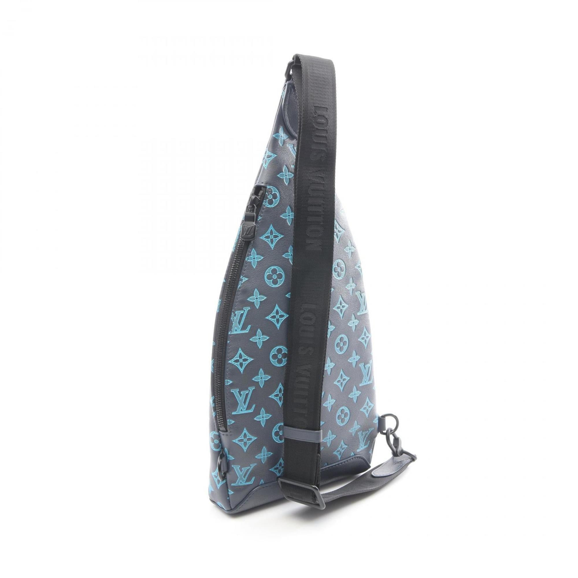 Louis Vuitton Blue Gray Monogram Shadow Leather Fanny Pack Sling Bag (Pre-Owned)