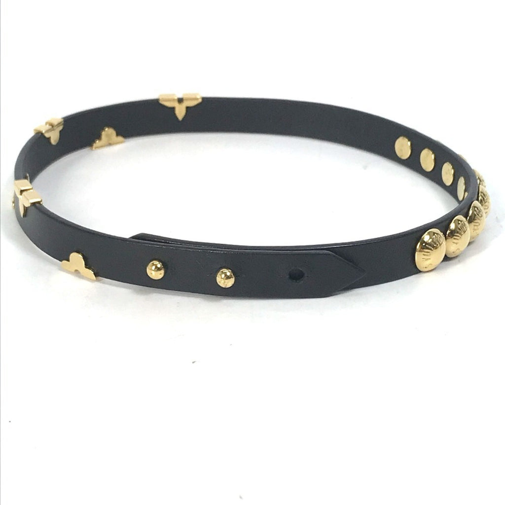 Louis Vuitton Monogram Gold Black Leather Charm Bracelet (Pre-Owned)