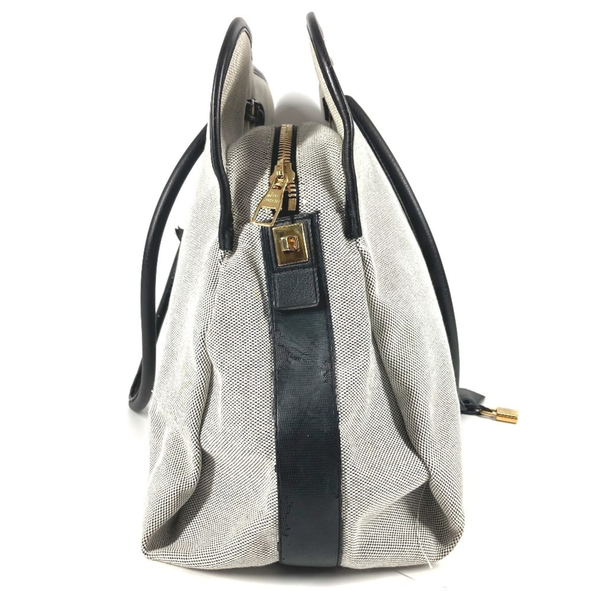 Louis Vuitton Black Galle Yellow Leather Canvas Boston Bag Shoulder Bag Tote Bag (Pre-Owned)